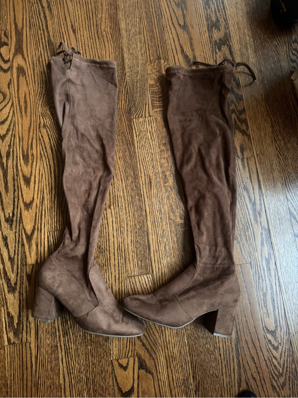 Forever 21 Brown Over-the-Knee Suede Block Heel Boots